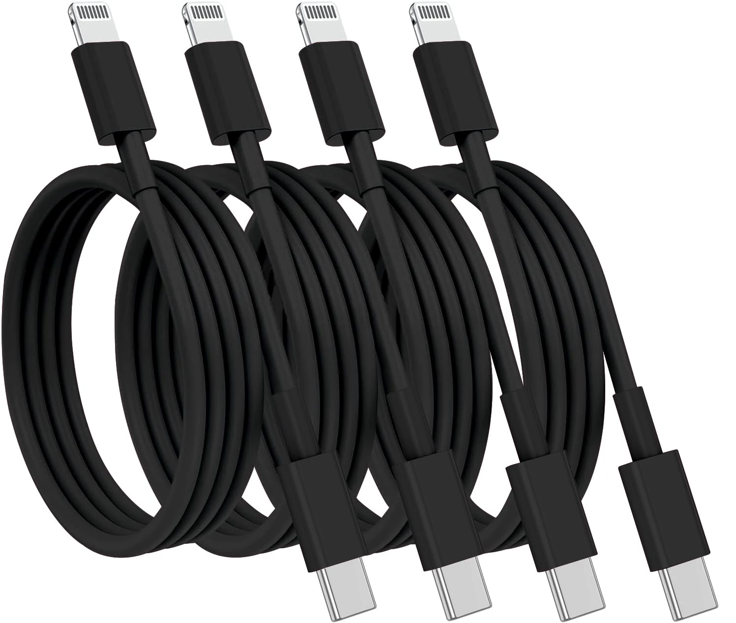 (4pack 3M) USB C to Lightning Cable Apple MFi Certified,iPhone Fast Charger Cable USB-C Charging Cord for iPhone 14/13/12/14 Pro Max/12 Mini/11/11PRO/XS/Max/XR/X/8Plus/iPad-Black