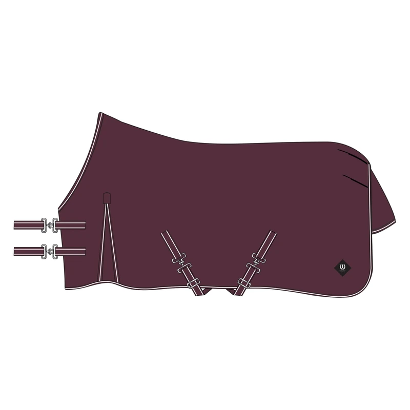Imperial Riding IRHBasic Outdoor Blanket, Summer Rain Blanket, Without Neck Piece, Lightweight Outdoor Blanket, Weatherproof Material, with Kick Pleat, Cross Surcingles, Tail & Leg Cords, Wine Red