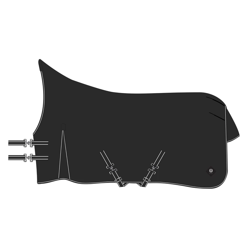 Imperial Riding IRHBasic Outdoor Blanket Summer Rain Blanket with High Neck, Lightweight Outdoor Blanket, Weatherproof Material, with Kick Pleat, Cross Surcingles, Tail & Leg Straps, Black, 135