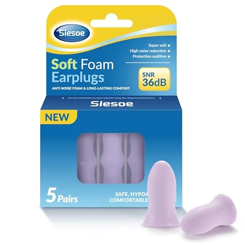 SIESOE 2025 Pro Version Ear Plugs for Sleep, Thermal-Adaptive Memory Foam for Travel, Work, Side Sleepers & Noise Relief (5 Pairs with Case) (Purple, Media)