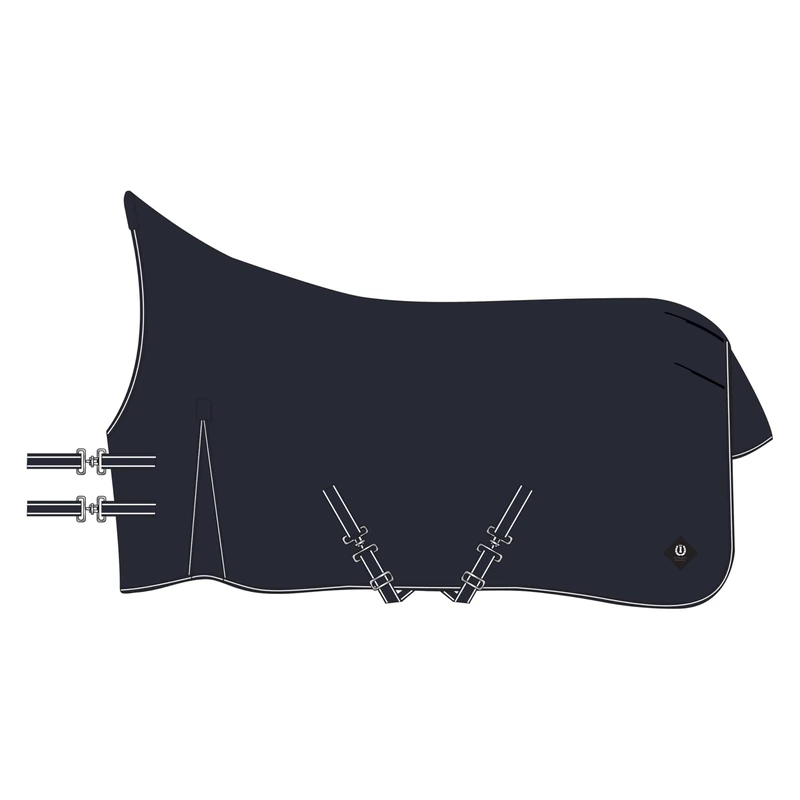 Imperial Riding IRHBasic Outdoor Blanket Summer Rain Blanket with High Neck, Lightweight Outdoor Blanket, Weatherproof Material, with Kick Pleat, Cross Surcingles, Tail & Leg Straps, Navy, 135