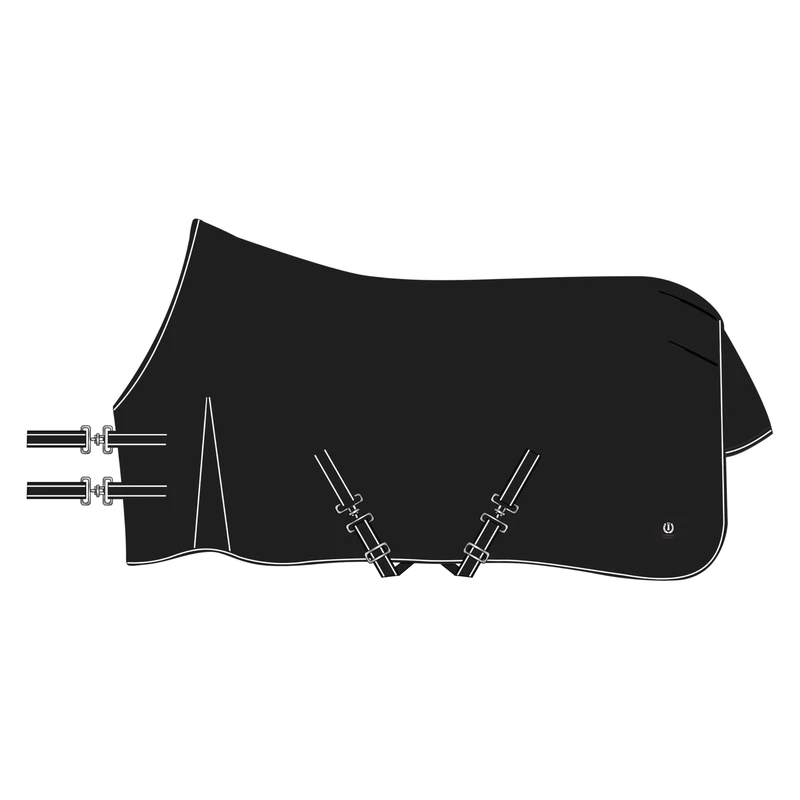 Imperial Riding IRHBasic Outdoor Blanket, Summer Rain Blanket, Without Neck Piece, Lightweight Outdoor Blanket, Weatherproof Material, with Kick Pleat, Cross Surcingles, Tail & Leg Straps, Black, 115
