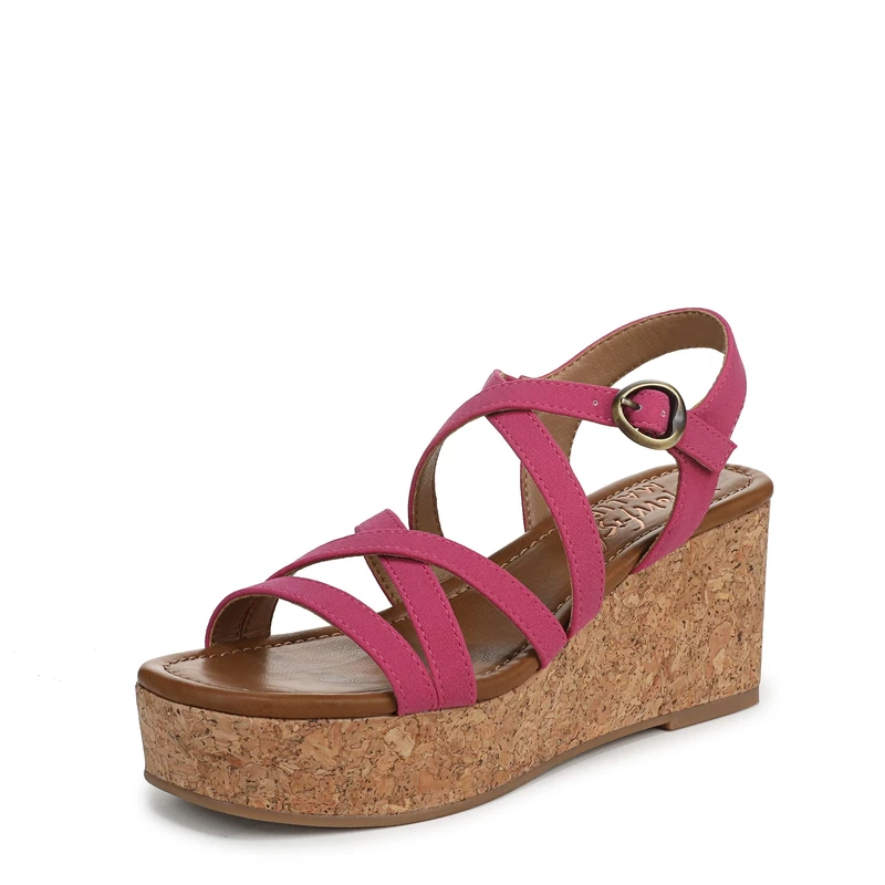 Blowfish Malibu Women's Aurora Wedge Sandals, Fuchsia Pink Suede, Medium Fit, UK 7