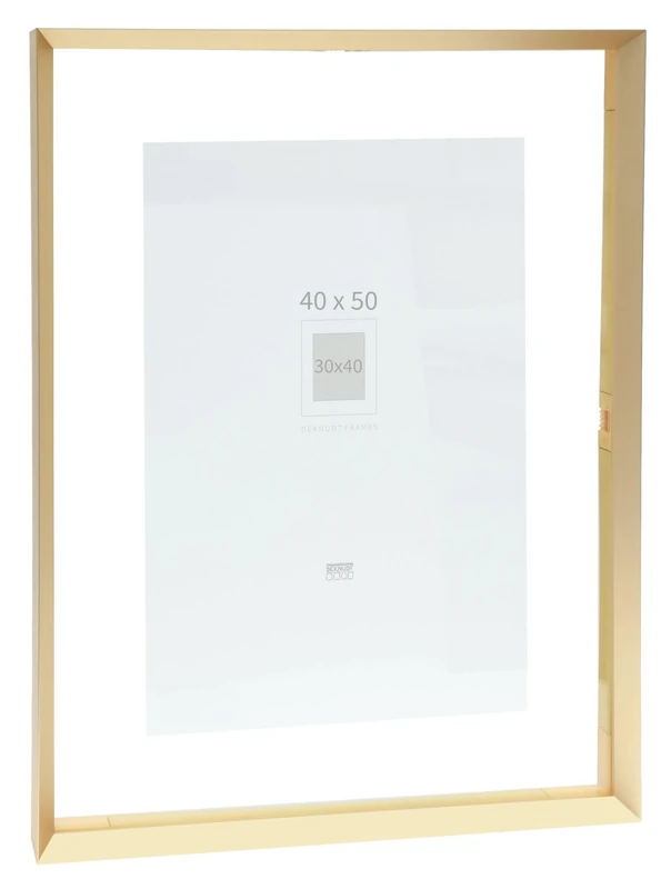 Deknudt Frames - Photo frame - between two glasses - gold rim - aluminium - for size up to 40x50 cm - S028A1 - to hang