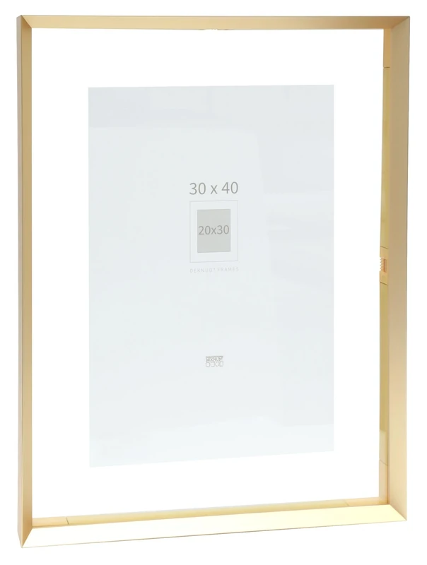 Deknudt Frames - Photo frame - between two glasses - gold rim - aluminium - for size up to 30x40 cm - S028A1 - to hang
