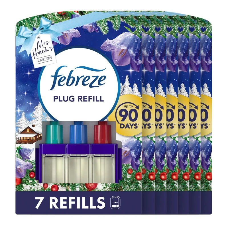 Febreze 3Volution Air Freshener Plug In Refill Alpine Escape, 7x20ML, 3 Alternating Scents To Fight Odours