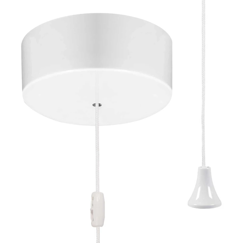 ElekTek UK Safety Approved Gloss White Bathroom Light Pull Switch EN 60669-1 & CE Mark, Earth Terminal, Ceiling Mounted, white cord/string, 6A 250V, 1 Way/2 Way Use, Full Wiring Instructions