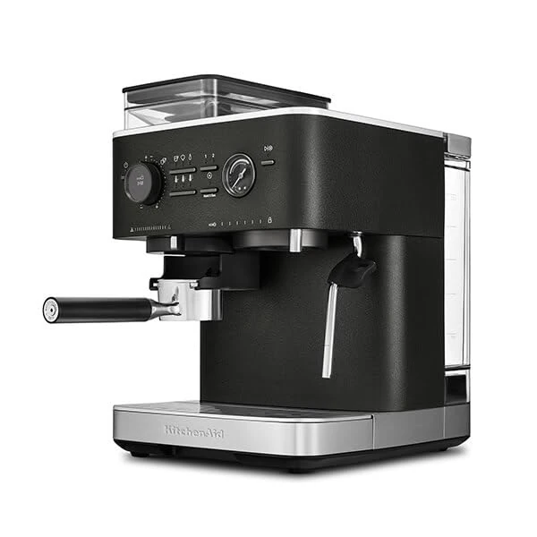KitchenAid Semi Automatic Espresso Machine with Burr Grinder - Cast Iron Black 5KES6551BBK
