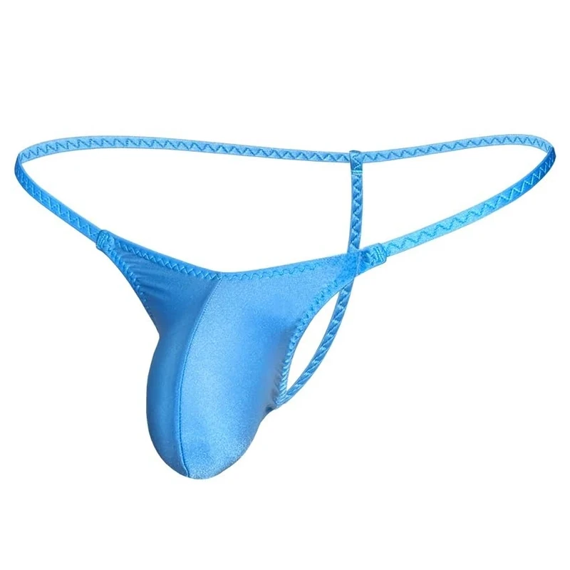 CELESTIX Lustrous Men's G-String Ultra-Slim Straps Thong V-Shaped Seam Sexy Pouch Blue 1 Pack(M)