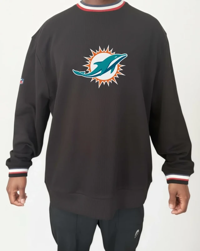 OOSC Mens Miami Dolphins Sweatshirt, Black, 3XL EU
