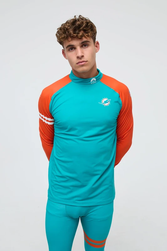 OOSC Mens Miami Dolphins - X NFL Baselayer Top, Orange, XXL EU