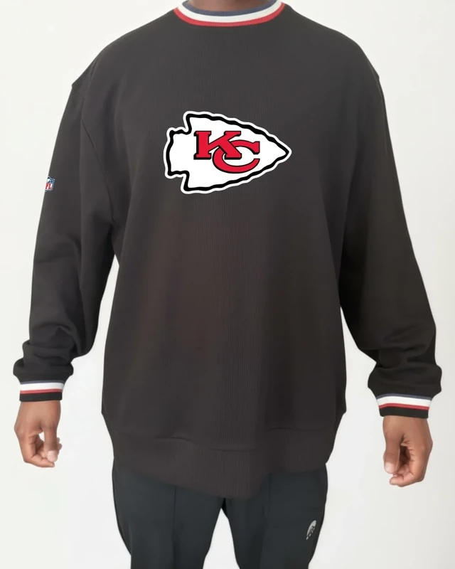 OOSC Mens Kansas City Chiefs Sweatshirt, Black, 3XL EU