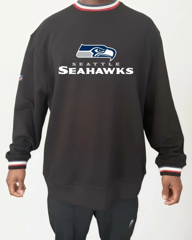OOSC Mens Seattle Seahawks Sweatshirt, Black, 3XL EU