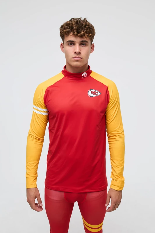 OOSC Mens Kansas City Chiefs - X NFL Baselayer Top, Yellow, XXL EU