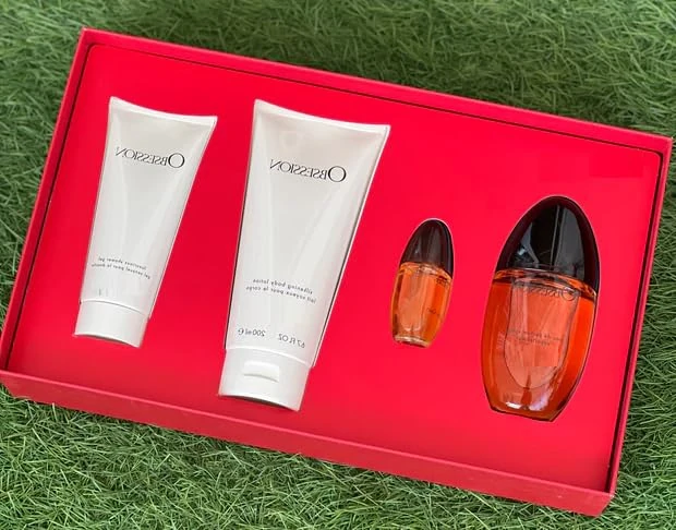 Obsession Women Gift Set fragrance Perfume Eau De Parfum Ladies - 100ml spray - 200 Body lotion - 100ml wash - 15ml mini (4 piece set)