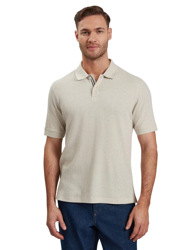 Ted Baker London Redman-ss Regular Textured Polo, Ecru