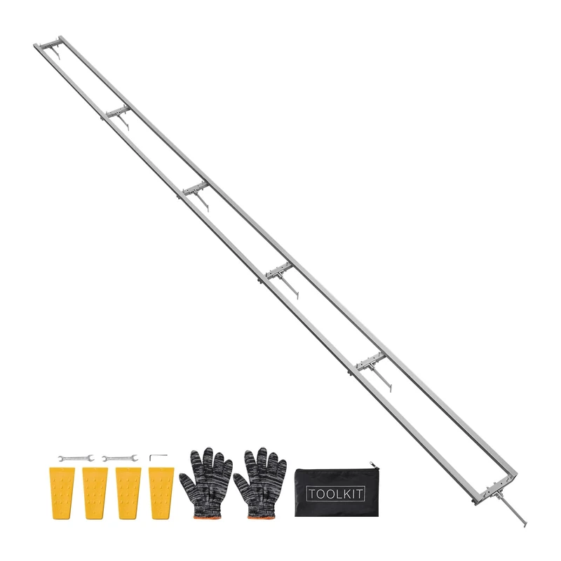 VEVOR Rail Mill Guide System, 15 ft 6 Crossbar Chainsaw Mill Kits, Aluminum Saw Milling Rails System Works with Chainsaw, 4 Wedges, Adjustable Rail Milling Guide Kit for Builders Woodworkers