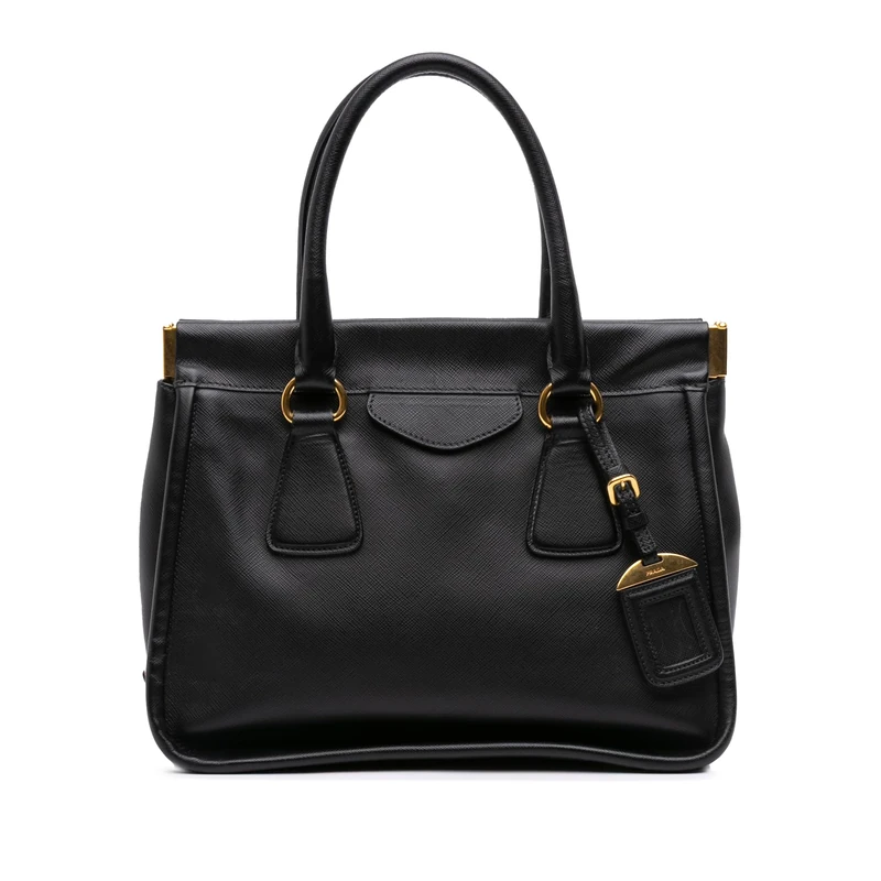 Prada Pre-Loved Saffiano Lucido Top Handle Frame Tote