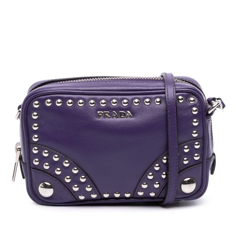 Prada Pre-Loved Mini Leather Studded Camera Bag