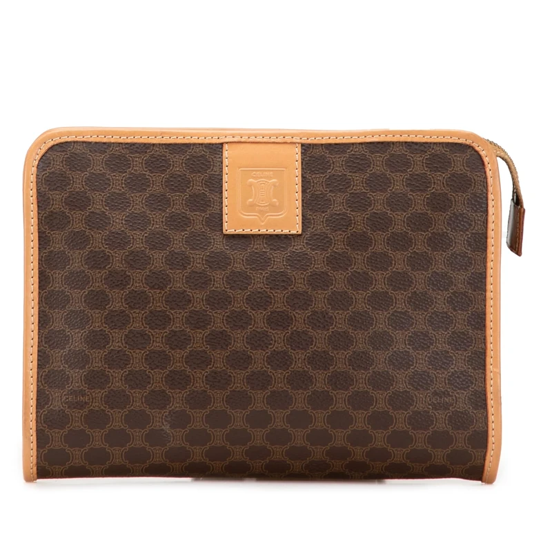 Celine Pre-Loved Macadam Coated Canvas Clutch Bag