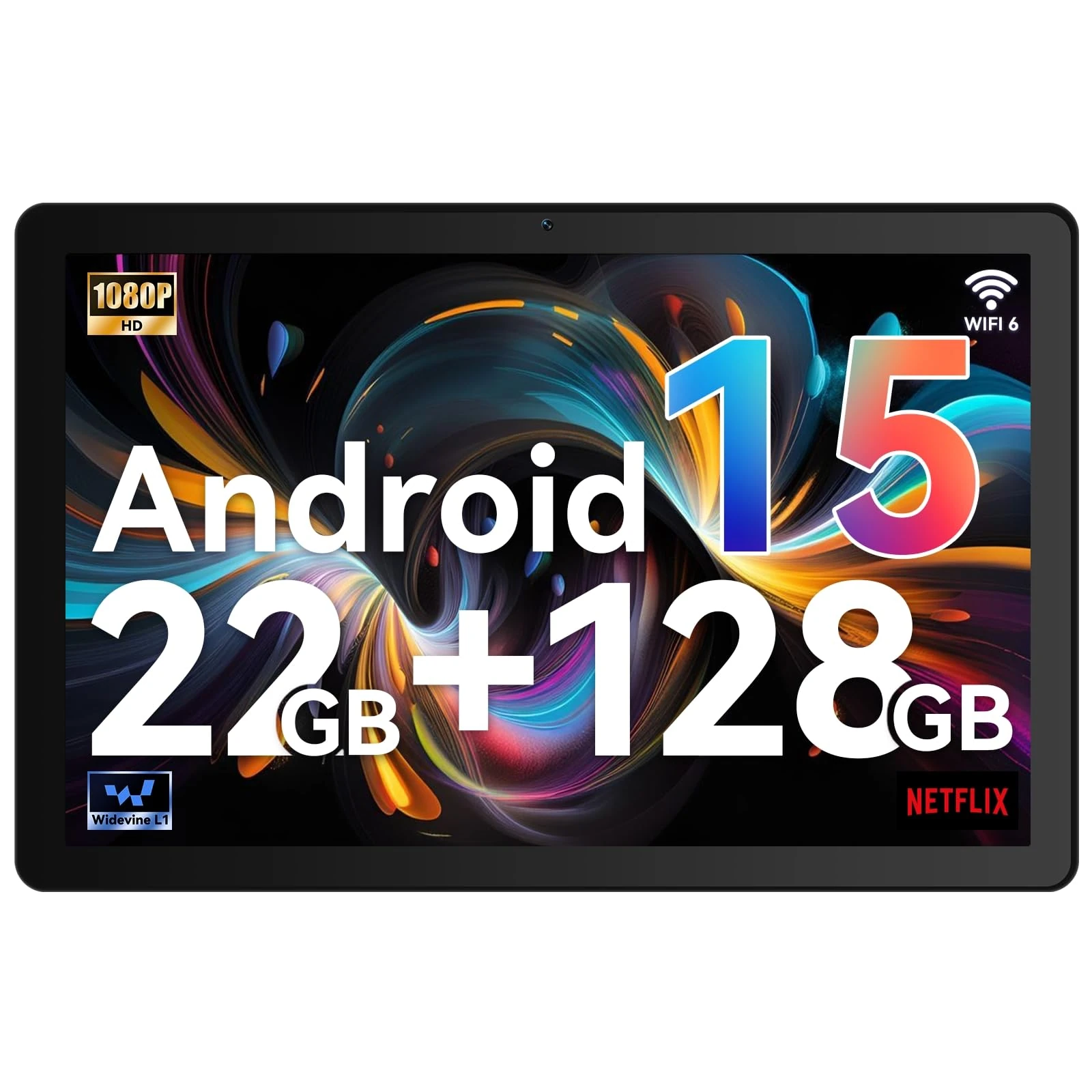 Whitedeer Tablet Android 15 Octa-Core Processor, 22GB+128GB+1TB TF, Tablet 10 inch with IPS Display, Android Tablets with 2.0GHz CPU, 6200mAh/ 5G WiFi/BT5.4/8MP+5MP/OTG, PC Mode, Widevine L1(Black)