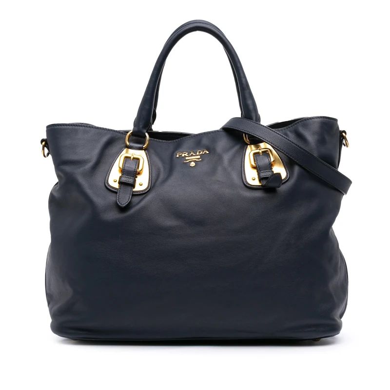 Prada Pre-Loved Soft Calfskin Open Convertible Shopping Tote