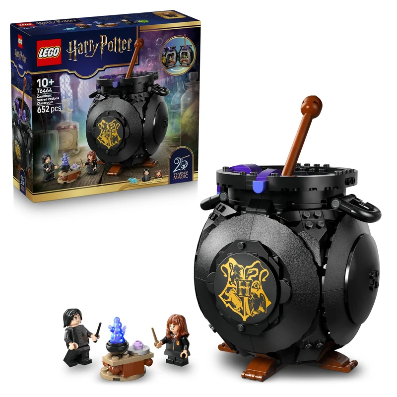 LEGO Harry Potter Cauldron: Secret Potions Classroom Toy - Desk or Bedroom Decor DIY Kit with Collectible Patronus & Hermione & Snape Minifigures - Gift for 10+ Year Old Girls & Boys - 76464
