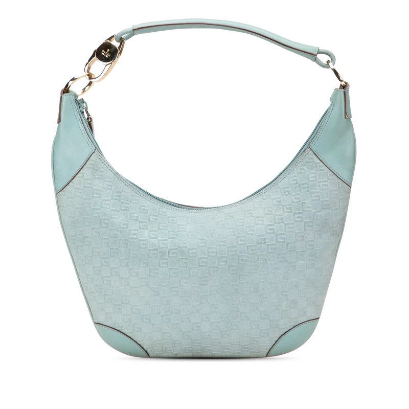 Gucci Pre-Loved G Square Suede Hobo Handbag