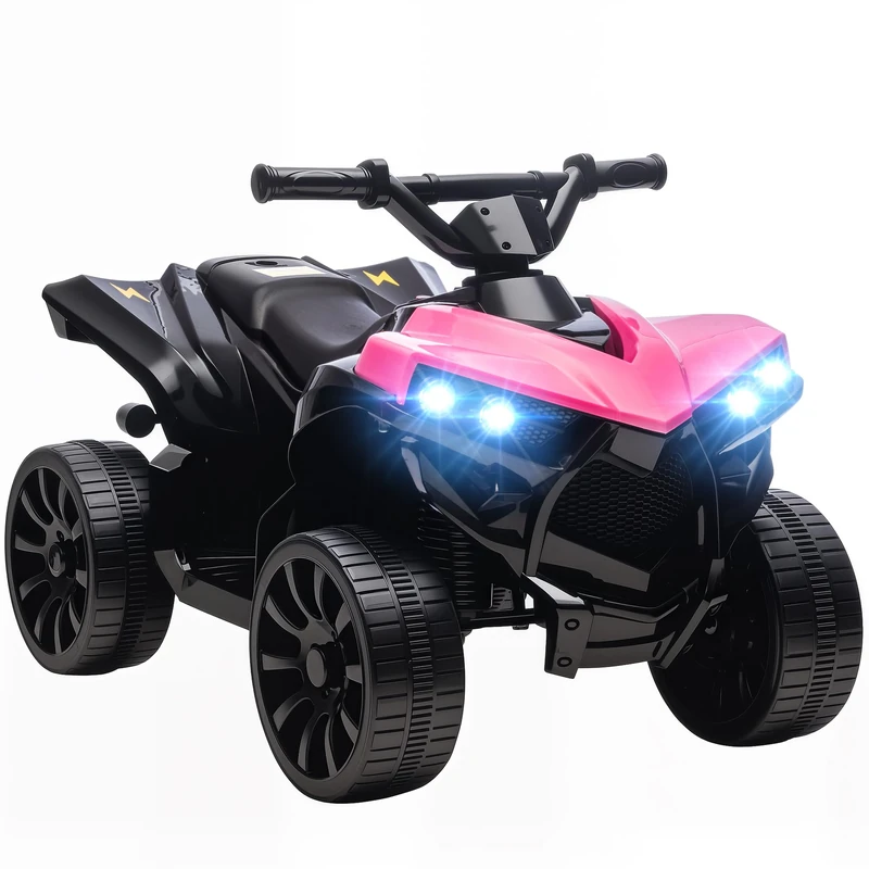 AIYAPLAY 6V Electric Ride on Car, Kids ATV 4 Wheeler with Music and LED Headlights, Indoor Outdoor Toy Car for Ages 3-6 Years Boys and Girls, Pink