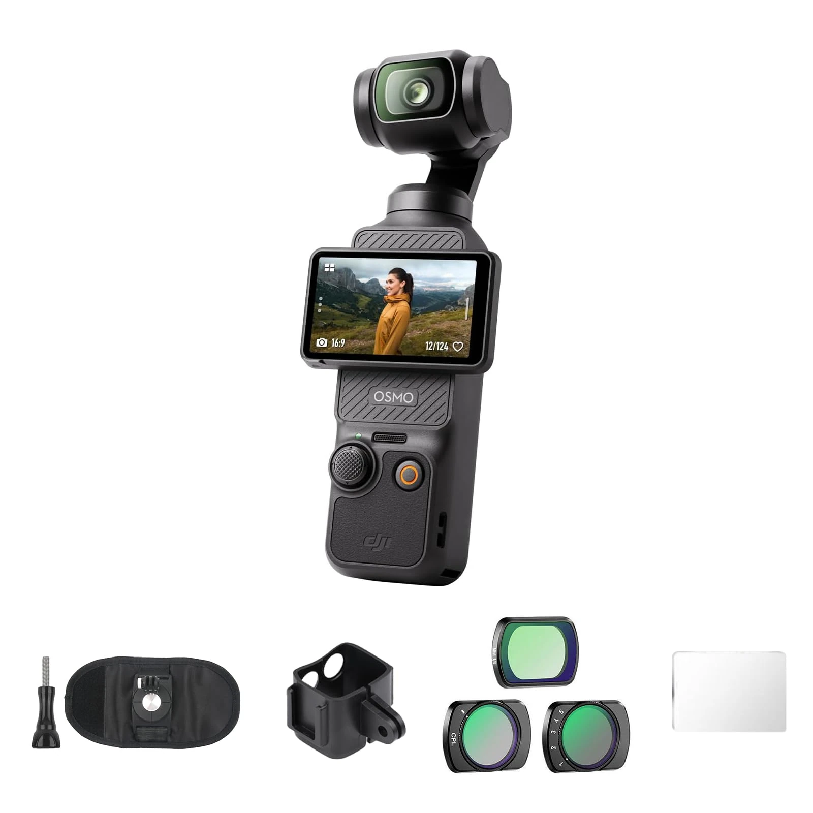 DJI Osmo Pocket 3, Vlogging Camera with 1'' CMOS & 4K/120fps Video, 3-Axis Stabilization, Fast Focusing, Face/Object Tracking, 2" Rotatable Touchscreen, Small Video Camera for Photography, Bundle 02