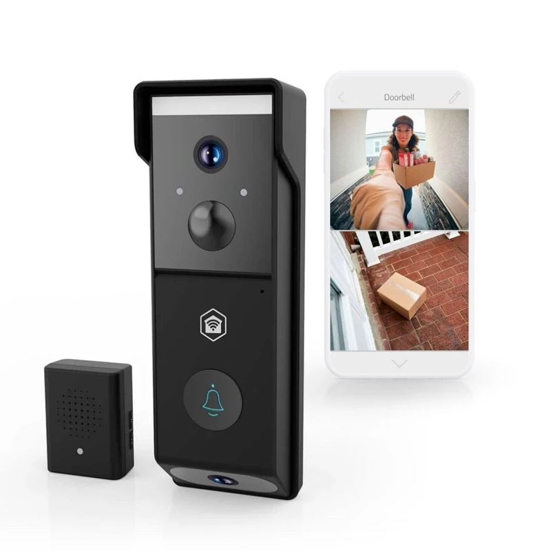 NEDIS Dual Lens Smart Wi-Fi Doorbell Camera with Chime, 1080p Full HD, Wireless Battery Powered with Motion Sensor, Night Vision, 2-Way Audio
