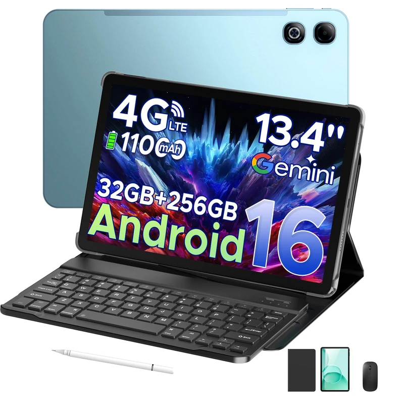 Tab G6 Max Android 16 Tablet 13.4 Inch FHD+ 90Hz 32GB RAM + 256GB ROM 11000mAh Tablet with SIM Card Slot Octa Core Tablets with Keyboard and Pen 4G LTE + 5G WiFi/Gemini AI/Widevine L1/Face ID/OTG