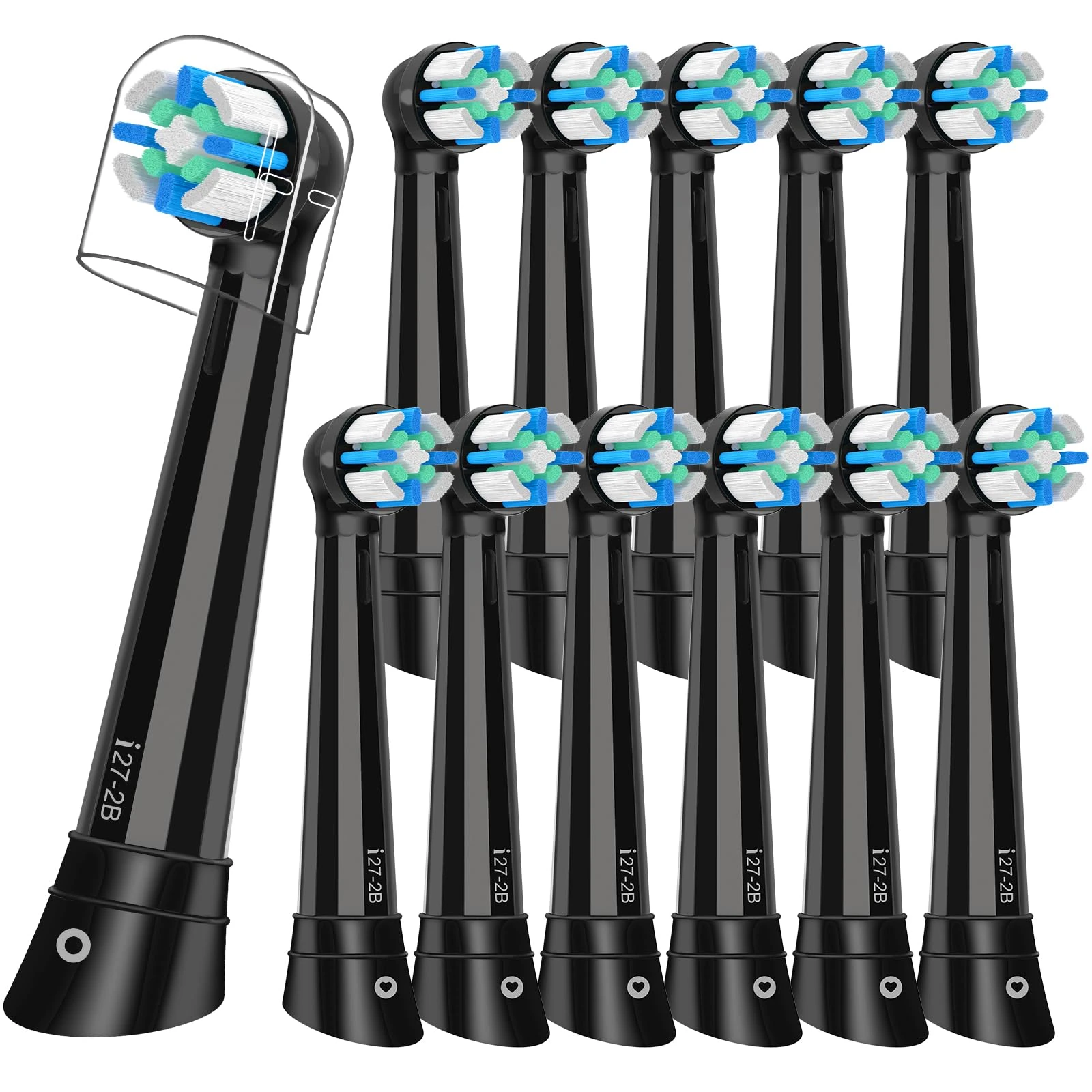 12pcs iO Toothbrush Heads Compatible with Oral B iO 2/3/4/5/6/7/8/9/10 Series Electric Toothbrush,Gentle Cleaning iO Electric Toothbrush Replacement Heads for Teeth & Gum Protection,Black