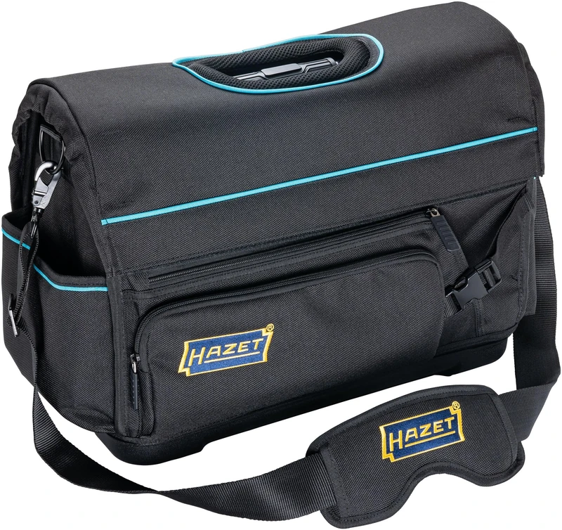 HAZET Tool Bag Large 191T-6L Empty 520 x 300 x 370 mm with Removable Fabric Hood Inner Compartments Shoulder Strap Carry Handle for Workshop and Construction Site