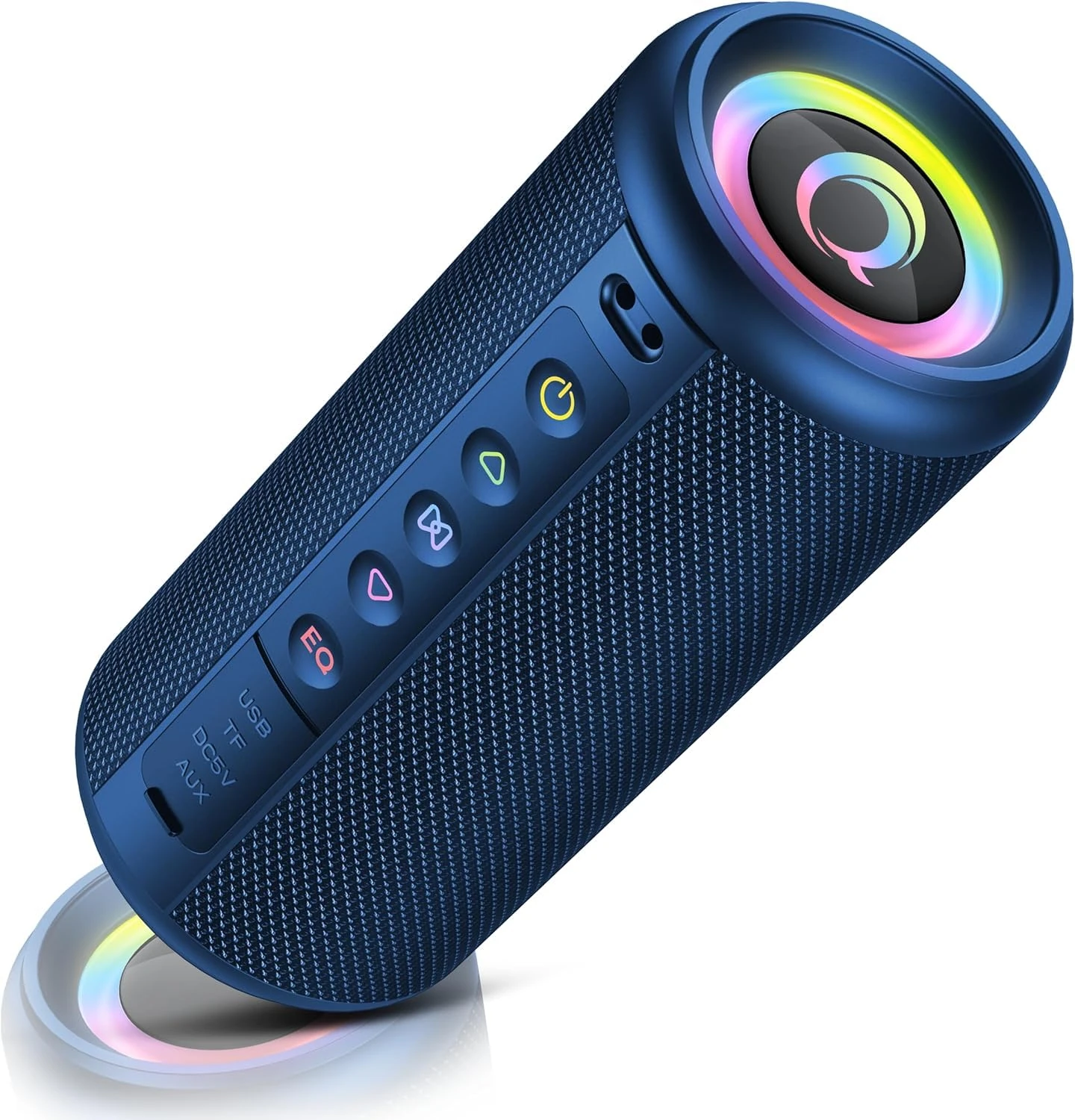 dotn Portable Bluetooth Speaker with Loud Stereo Sound, Bluetooth 5.4 Speaker Wireless with 4 RGB Lights, TWS Pairing, 3 EQ Modes, Built-in Mic, IP7 Waterproof Outdoor Speaker for Party Travel, Blue