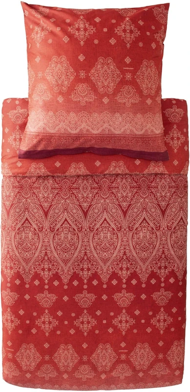 Bassetti Kerala 9333269 Bed Linen + 1 Pillowcase 100% Cotton Satin in Bordeaux R1 Dimensions 135 x 200 cm + 1 K 80 x 80 cm - Image 1