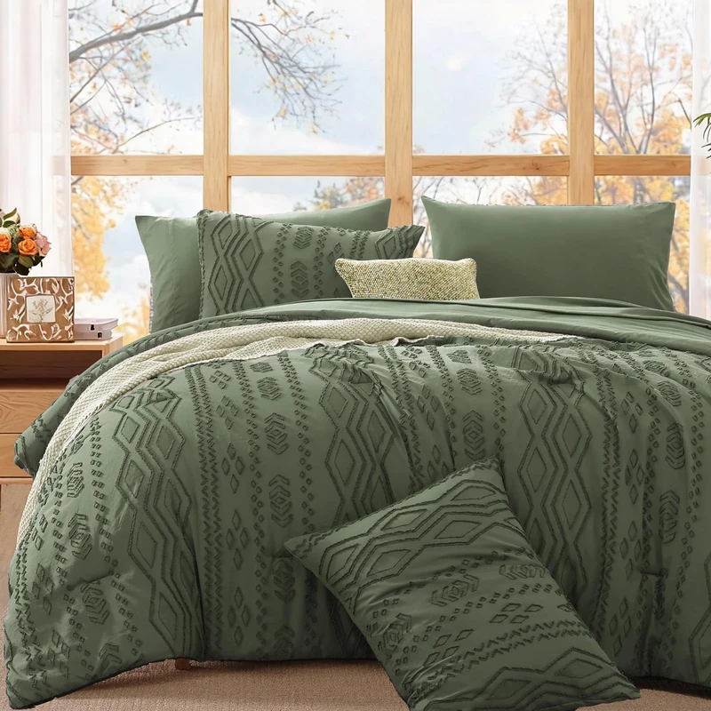 King Size Comforter Set- 7 Pieces Tufted Bed in a Bag King Bedding Sets
