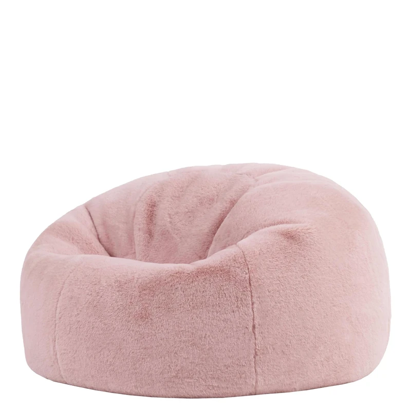 icon Kingston Faux Fur Fluffy Bean Bag, Rose Pink, Large Adult Bean Bag Chair with Filling Included, Comfy Chair, Living Room Furniture, Bedroom Furniture