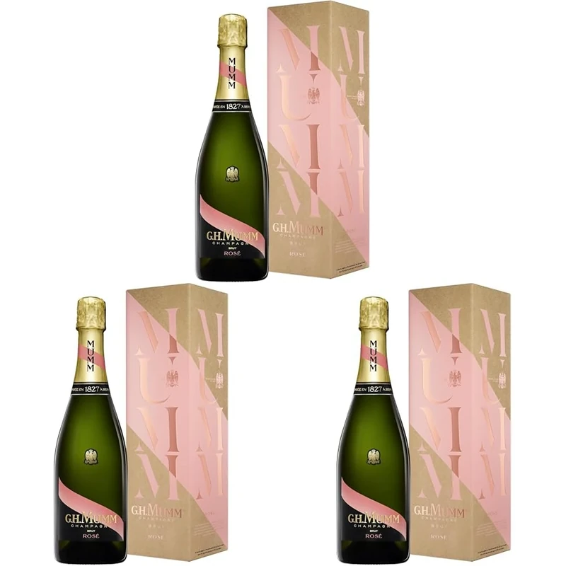G.H. Mumm Le Rosé Champagne including Gift Box, 75cl (Pack of 3)