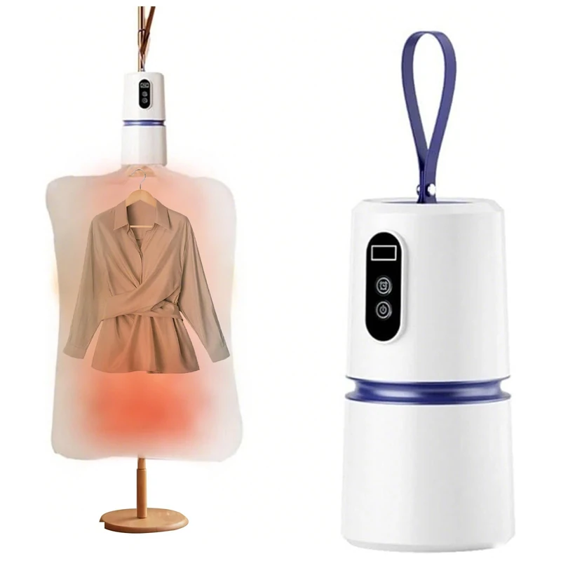 Mini Foldable Travel Clothes Dryer, Portable Clothes Dryers, Vacuum Pump for Storage Bag, Portable Electric Air Pump for Compression Clothes, Cover for Travel, Apartment, RV, Dorm -UK