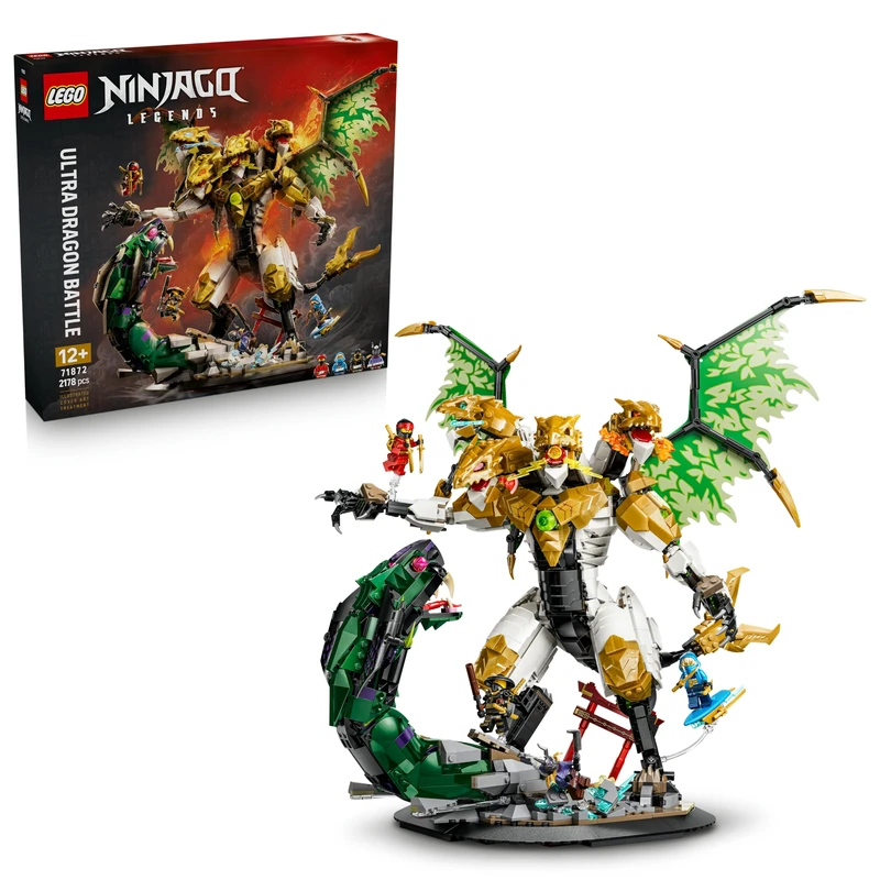 LEGO NINJAGO Ultra Dragon Battle Toy - 4-Headed Action Figure, Snake & 4 Minifigures w/Katanas - Kids' Bedroom Decor - Birthday Gift for 12+ Year Old Boys & Teenage Fans - 71872