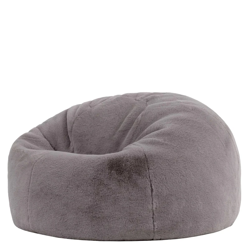 icon Kingston Faux Fur Fluffy Bean Bag, Light Grey, Large Adult Bean Bag Chair with Filling Included, Comfy Chair, Living Room Furniture, Bedroom Furniture