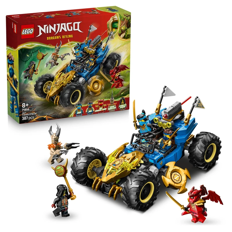 LEGO NINJAGO 2in1 Jay's Transforming Car Toy - Ninja Truck w/ 5 Minifigures incl. Kai & Nya plus Shurikens & Swords - Birthday Gift for 8+ Year Old Boys & Fans - 71856