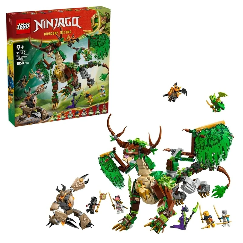 LEGO NINJAGO The Dragon of Life - Ninja Toy w/a Dragon Figure, Mini Monster Mech, 8 Minifigures and Swords - Birthday Gift for 8+ Year Old Boys & Fans - 71859