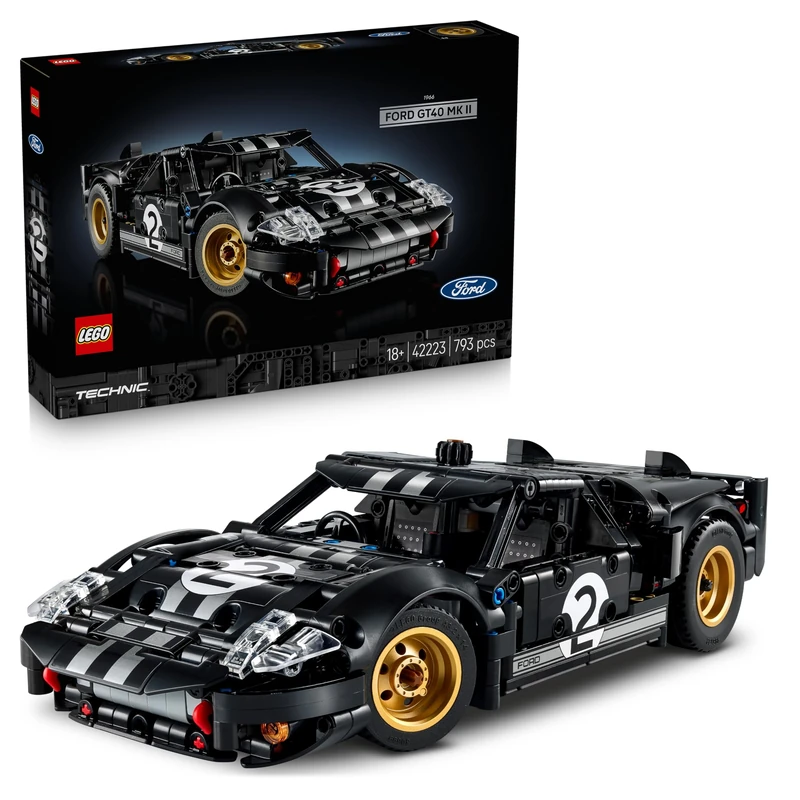 LEGO Technic 1966 Ford GT40 MKII Race Car - Collectible Model Kit for Adults - Engineering Set w/a V8 Engine, Cool Details & Livery - Gift for Motorsport Fans - 42223