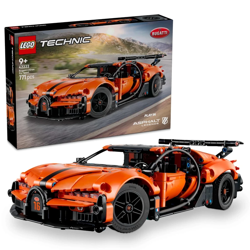LEGO Technic Bugatti Chiron Pur Sport Hypercar Toy - Race Car Model Kit w/a W16 Engine, Steering & Opening Doors - Gift for 9+ Year Old Boys & Motorsport Fans - 42222