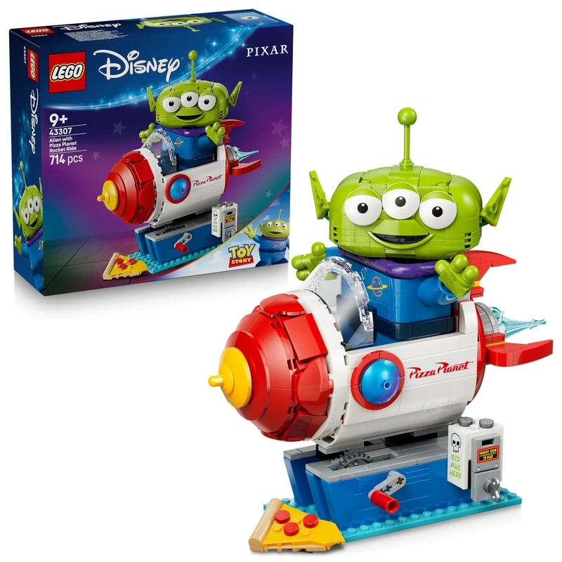 LEGO|Disney Pixar Alien with Pizza Planet Rocket Ride - Spaceship Toy w/Alien Figure for Kids' Bedroom Decor - Gift for 9+ Year Old Boys, Girls & Toy Story Fans - 43307