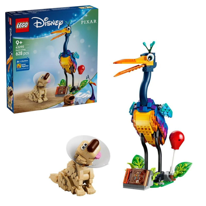 LEGO|DISNEY PIXAR Kevin & Dug Figures - Toy Golden Retriever Dog & Exotic Bird - DIY Kids' Bedroom Decor Idea - Birthday Gift for 9+ Year Old Girls & Up Movie Fans - 43290