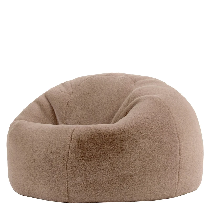 icon Kingston Faux Fur Fluffy Bean Bag, Mocha Brown, Large Adult Bean Bag Chair with Filling Included, Comfy Chair, Living Room Furniture, Bedroom Furniture