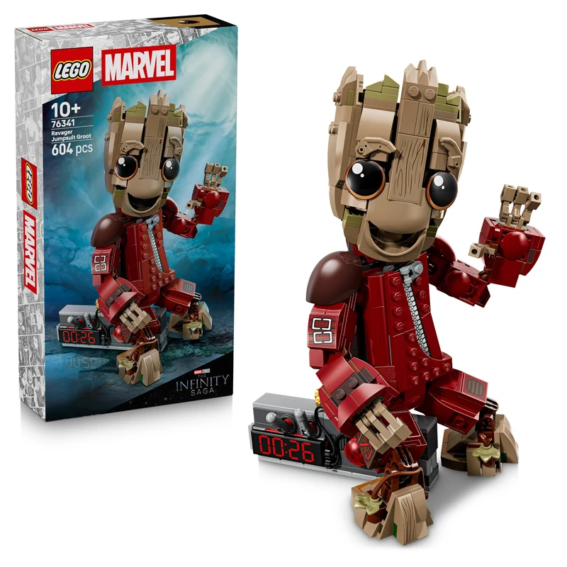 LEGO | Marvel Ravager Jumpsuit Groot Figure - Collectible Superhero Toy - Cute Desk or Bedroom Decor Idea - Birthday Gift for 10+ Year Old Boys & Fans - 76341
